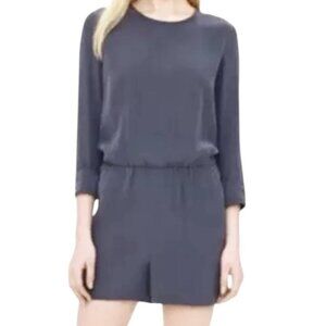 Club Monaco‎ Gray 100% Silk Romper Sz 4 3/4 Sleeve Minimalist Neutral Old Money